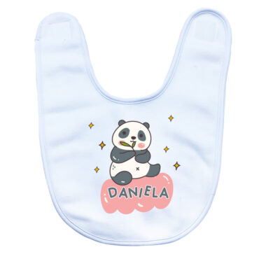 Babero cierre velcro personalizado con osito panda y nombre