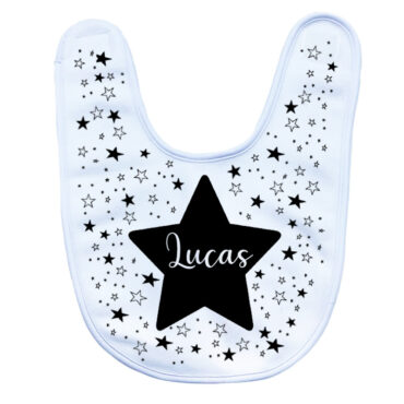 Babero cierre velcro personalizado con diseño mi estrella y nombre