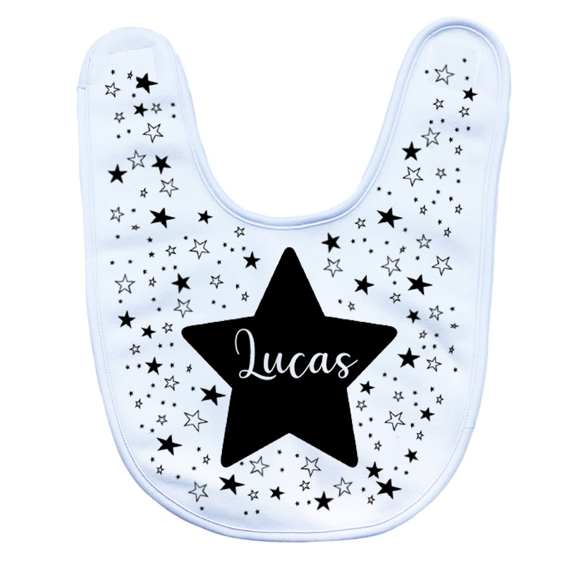 Babero cierre velcro personalizado con diseño mi estrella y nombre
