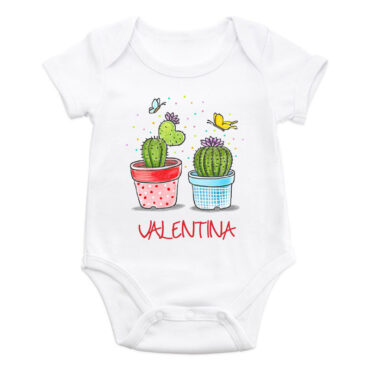 Body bebé diseño cactus y nombre personalizado