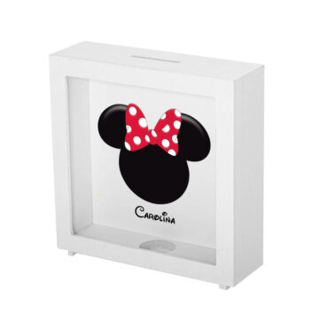 Hucha de madera diseño "Minnie" con nombre personalizado
