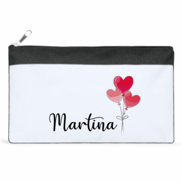 Neceser estuche con nombre personalizado y globos con forma de corazón