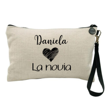 Neceser de tejido símil lino personalizado modelo "La Novia"