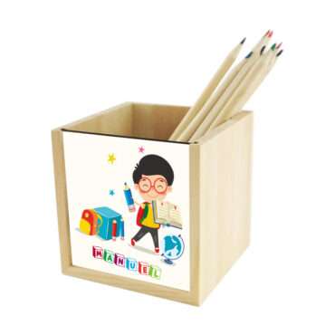 Portalápices de madera personalizado para niños