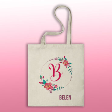 Bolsa floral con inicial personalizada