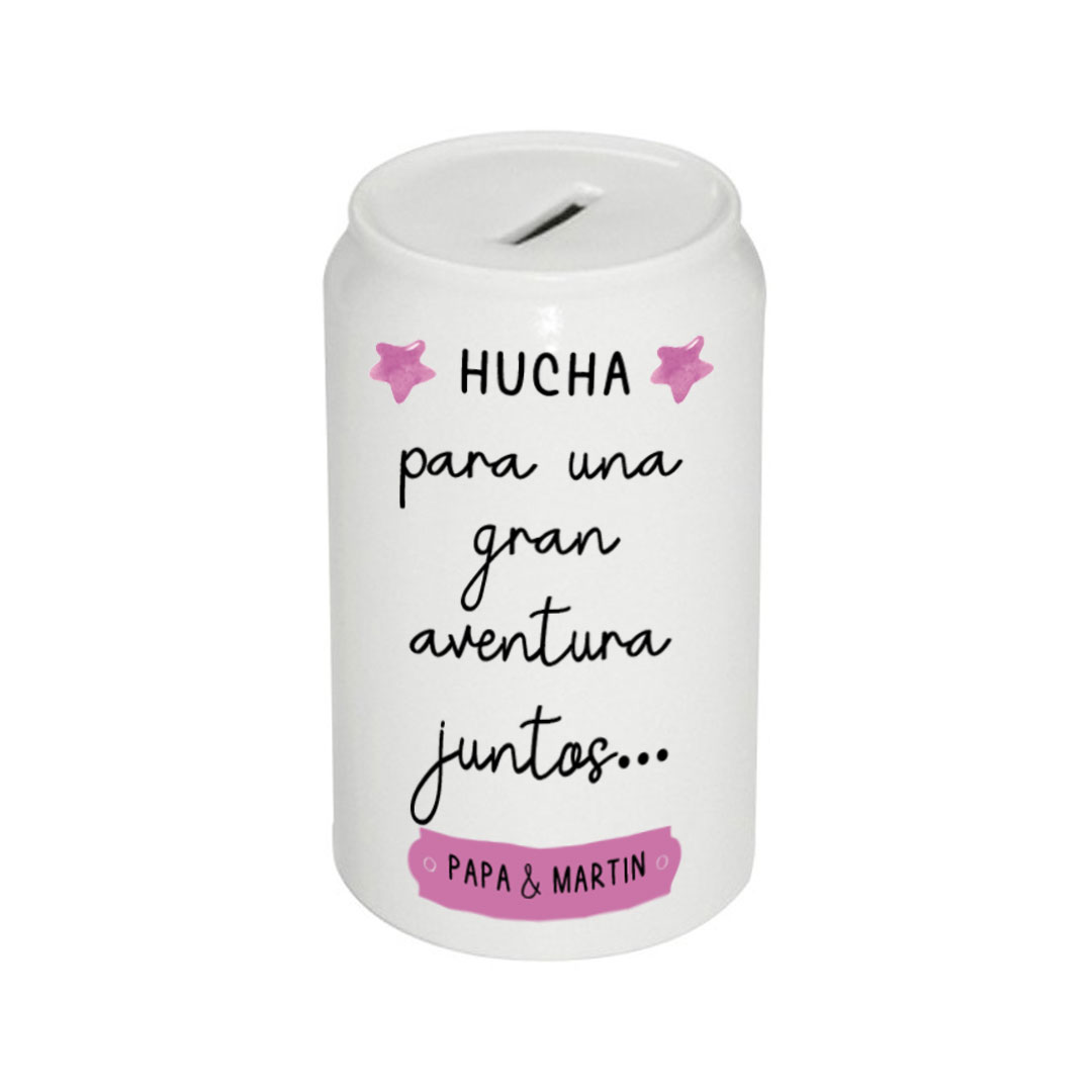 Hucha en forma de lata "Para una gran aventura juntos"