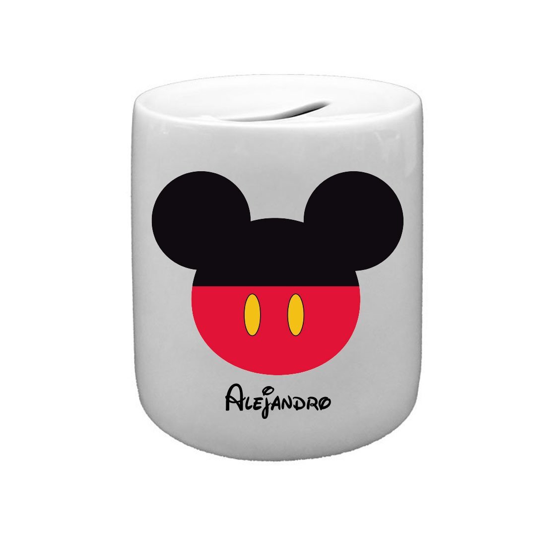 Hucha de cerámica diseño «Mickey» con nombre personalizado