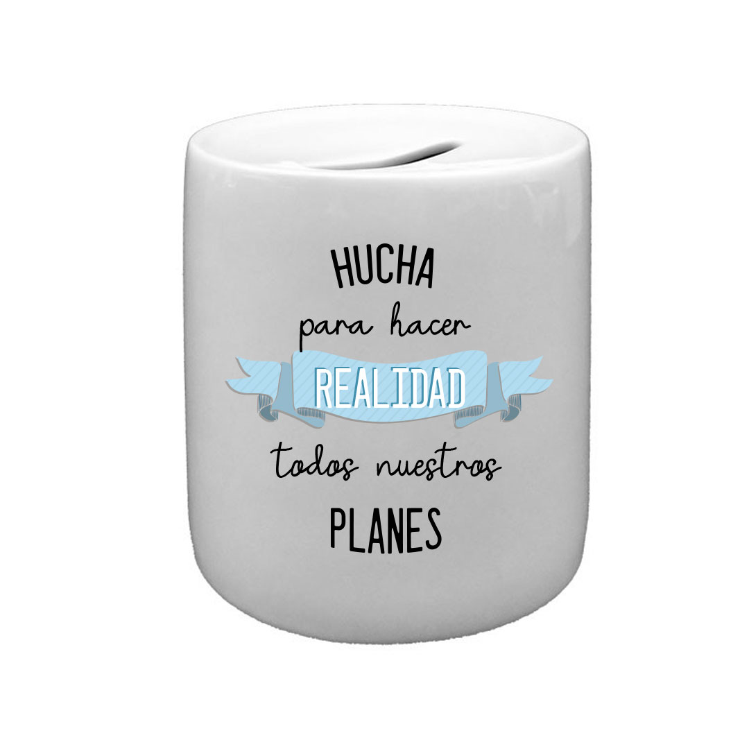 Hucha de cerámica "Para hacer realidad todos nuestros planes"