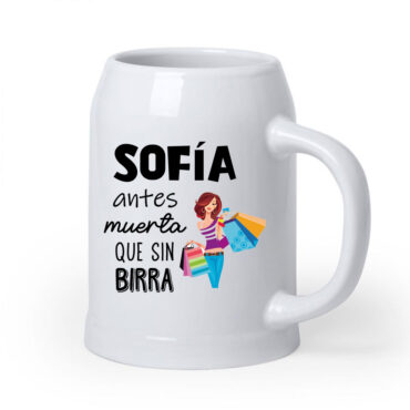 Jarra de cerveza personalizada "antes muerta que sin birra"