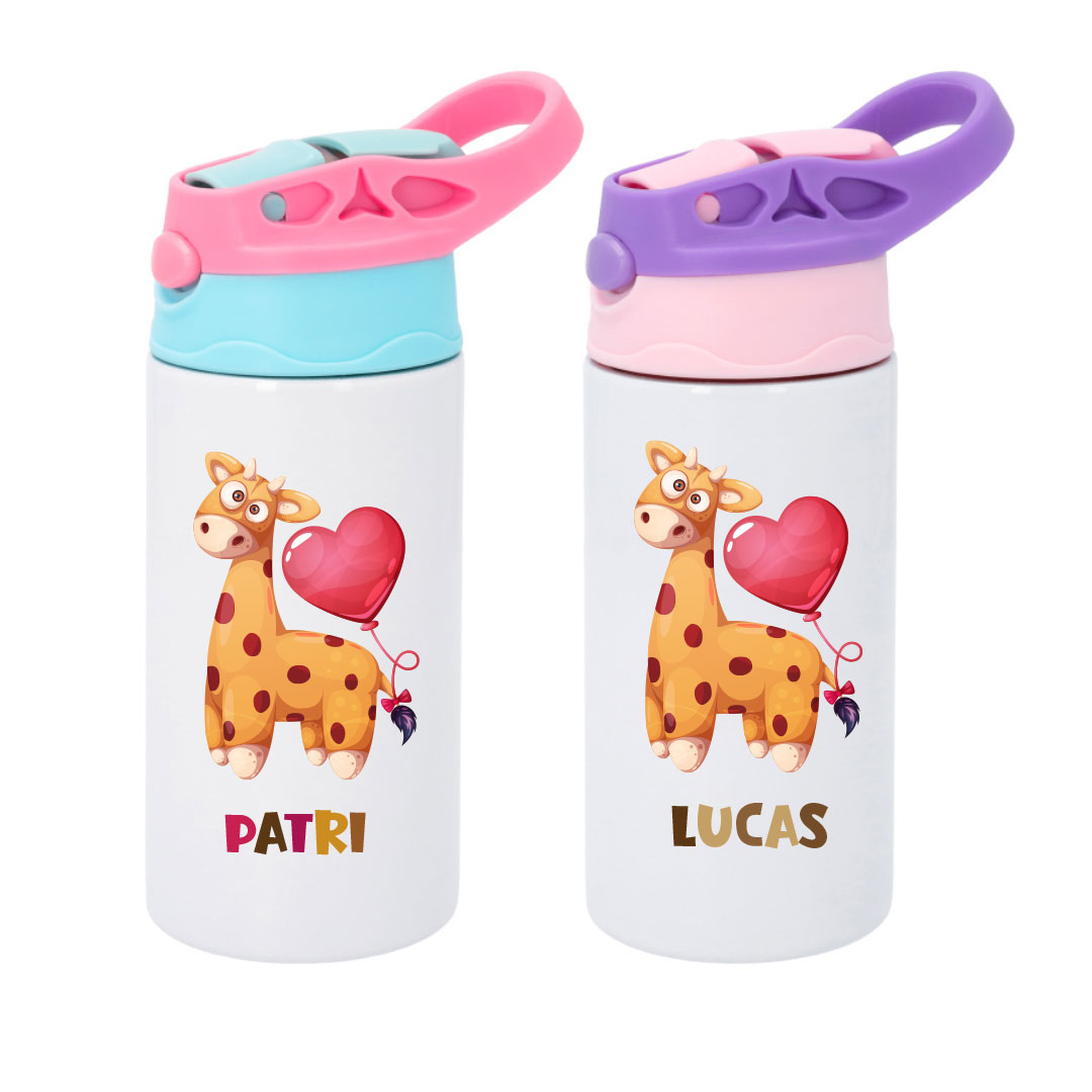 Botella de acero inoxidable para niños personalizada modelo Jirafa