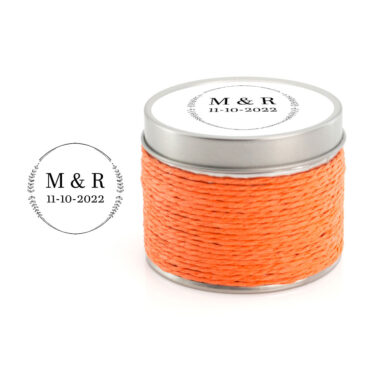 Vela aromática diseño con iniciales de los novi@s