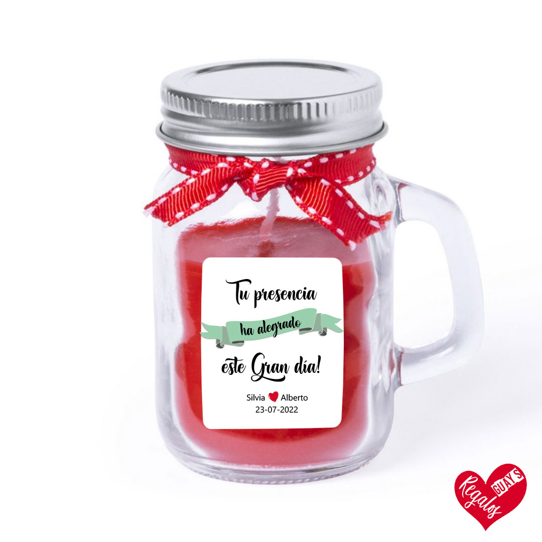 Vela aromática de cristal “Tu presencia ha alegrado este gran día”