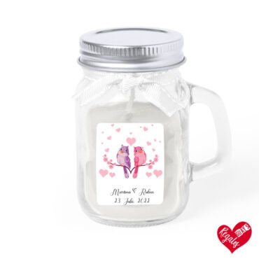 Vela aromática de cristal diseño pareja feliz