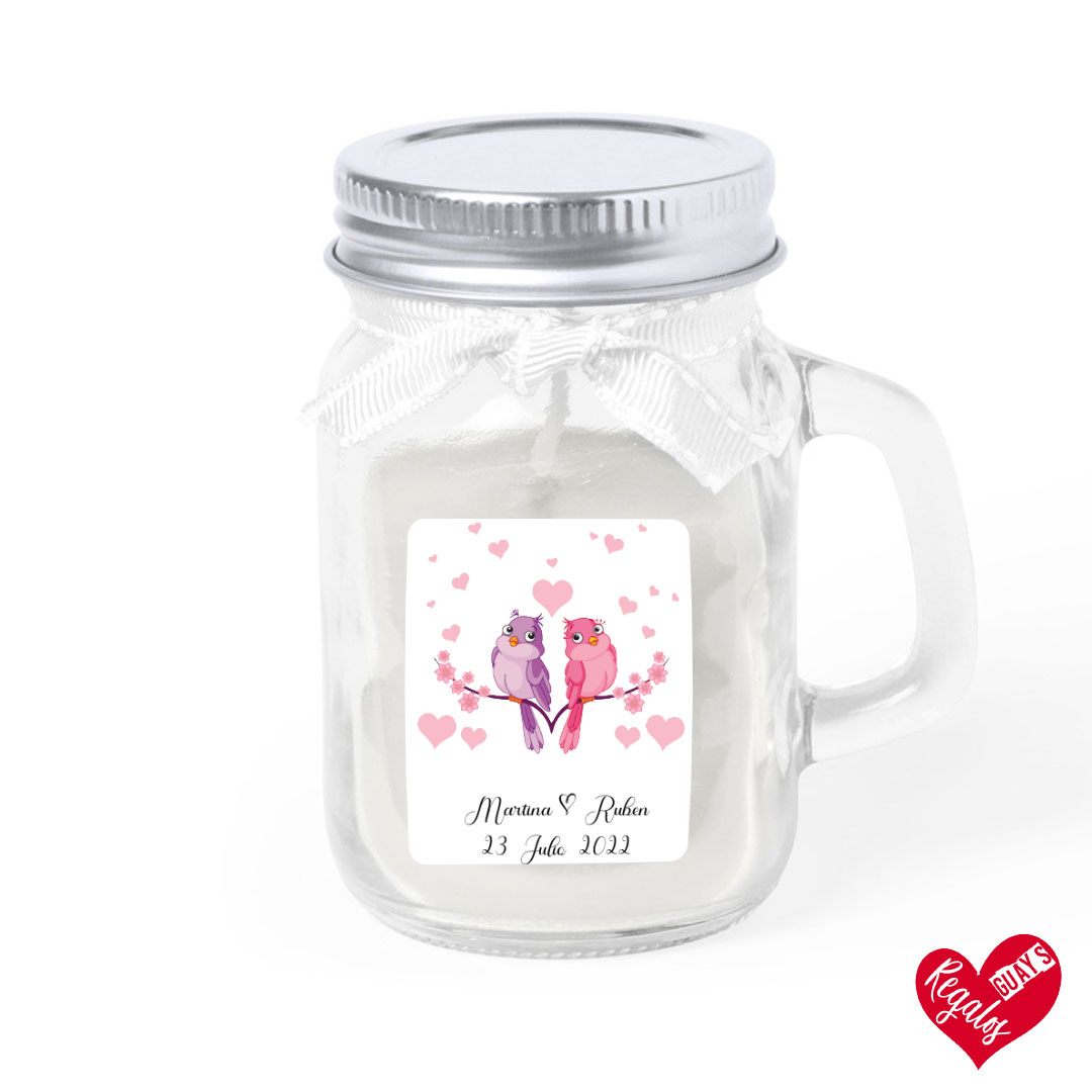 Vela aromática de cristal diseño pareja feliz