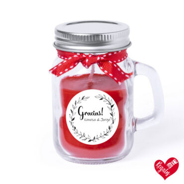 Vela aromática de cristal con diseño "Gracias!"