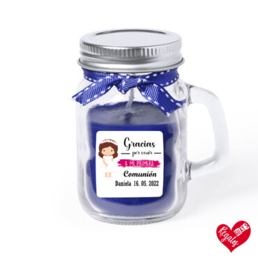 Vela aromática de cristal diseño "Gracias por venir a mi 1ª Comunión"