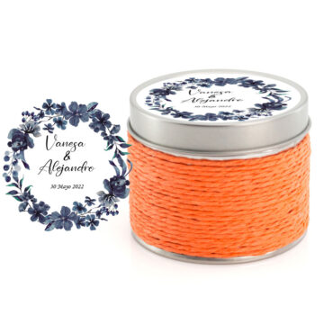 Vela aromática diseño guirnaldas floral azul