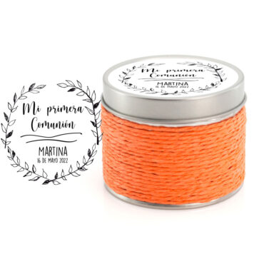 Vela aromática guirnalda floral detalle de Primera Comunión