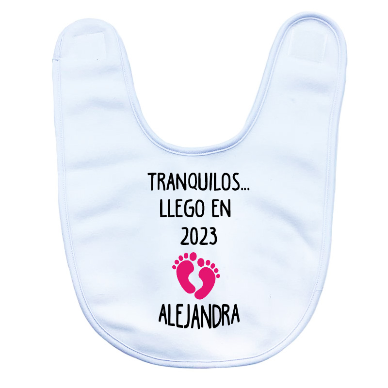 Babero cierre velcro “Tranquilos, llego en …”