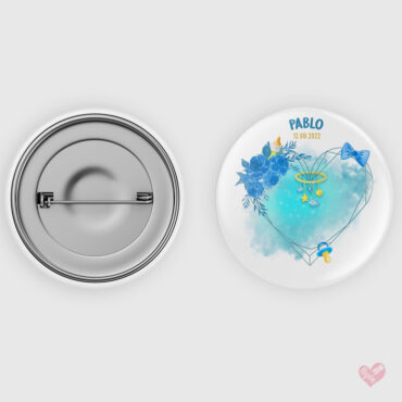 Chapa personalizada modelo acuarela para bautizo de niño