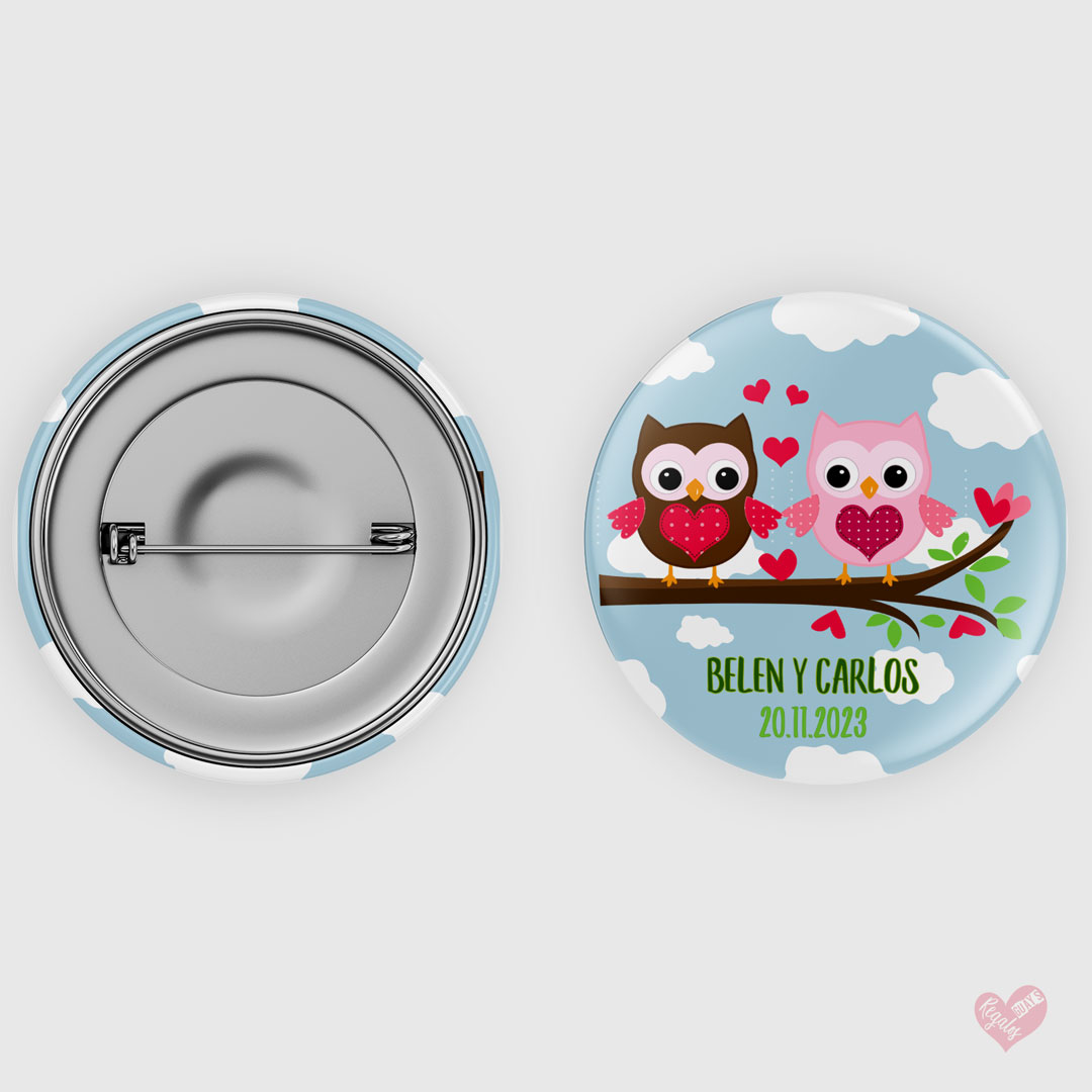 Chapa personalizada modelo búhos para boda