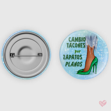 Chapa personalizada para boda "Cambio tacones por zapatos planos"