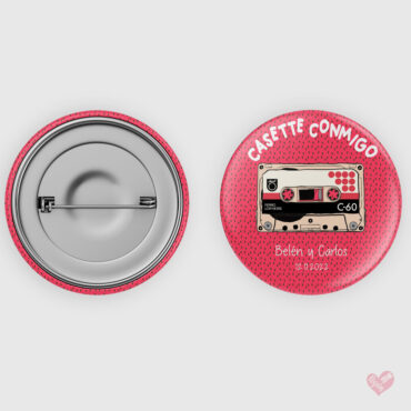 Chapa personalizada para boda "Casette" conmigo