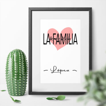 Cuadro "La familia lo es todo" personalizado con apellido