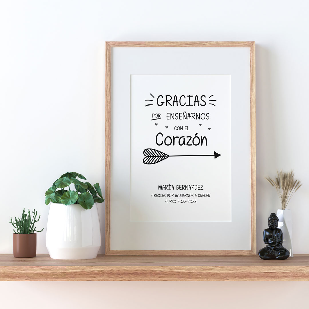 Cuadro personalizado: "Gracias por enseñarnos con el corazón"