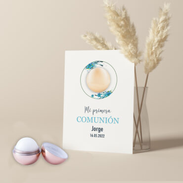 Labiales personalizados floral para Primera Comunión cromado cromado