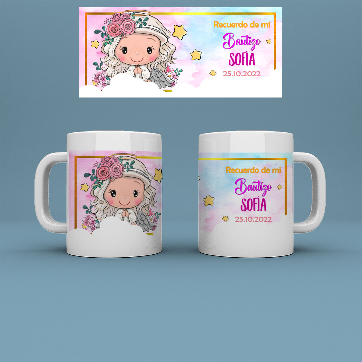 Taza personalizada recuerdo de Bautizo niña