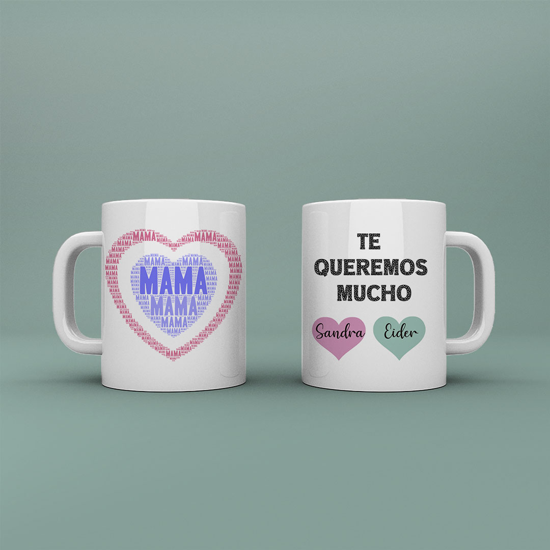 Taza personalizada "Mamá, te queremos mucho"
