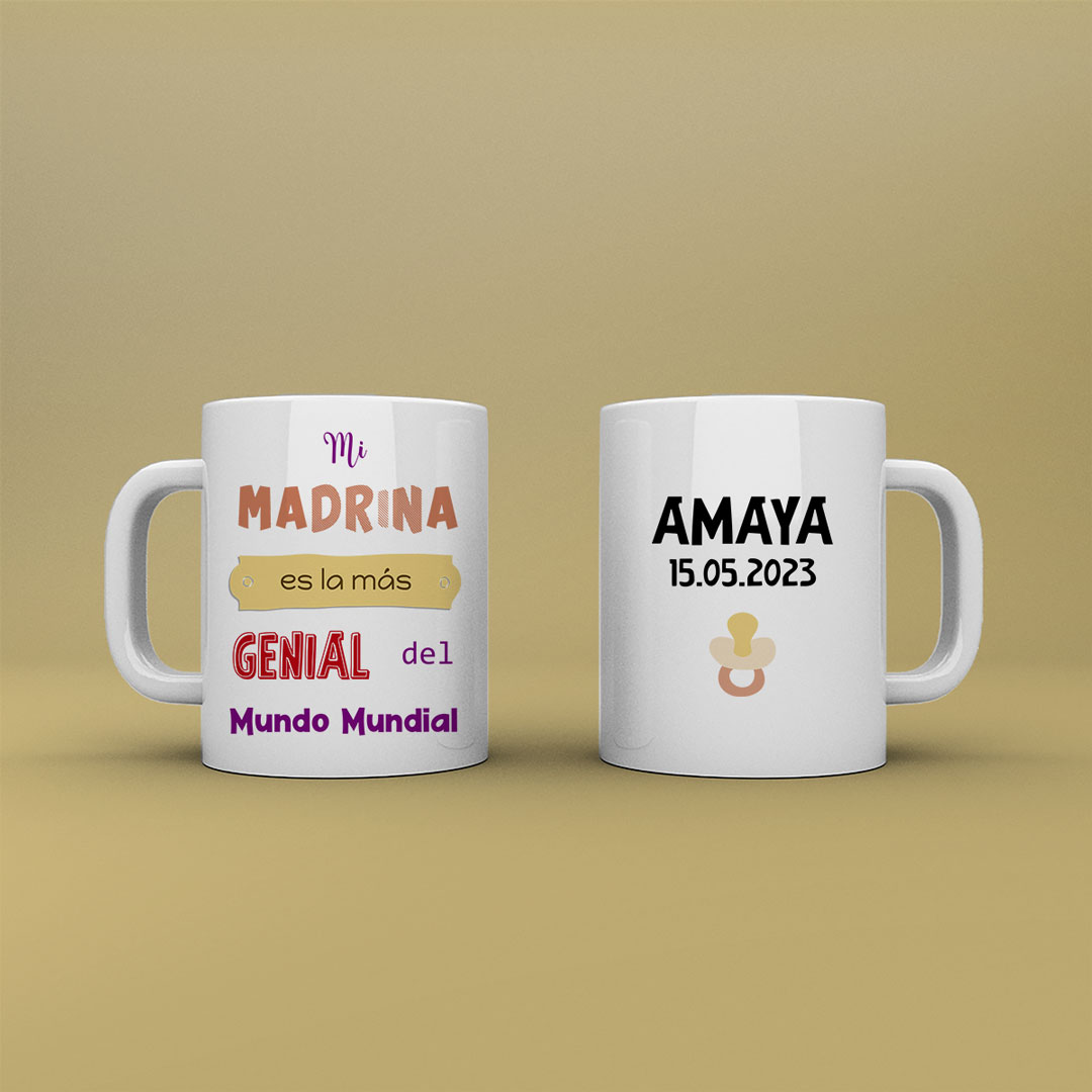 Taza personalizada "Mi madrina es la más genial del mundo mundial"