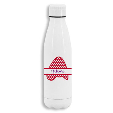 Botella de acero inoxidable blanca personalizada con Inicial y nombre A