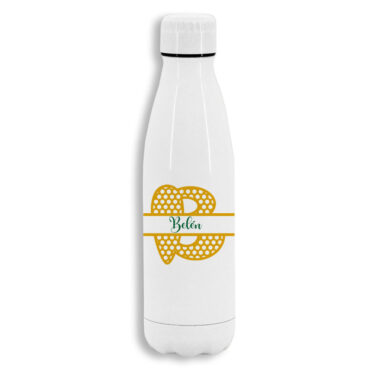 Botella de acero inoxidable blanca personalizada con Inicial y nombre B