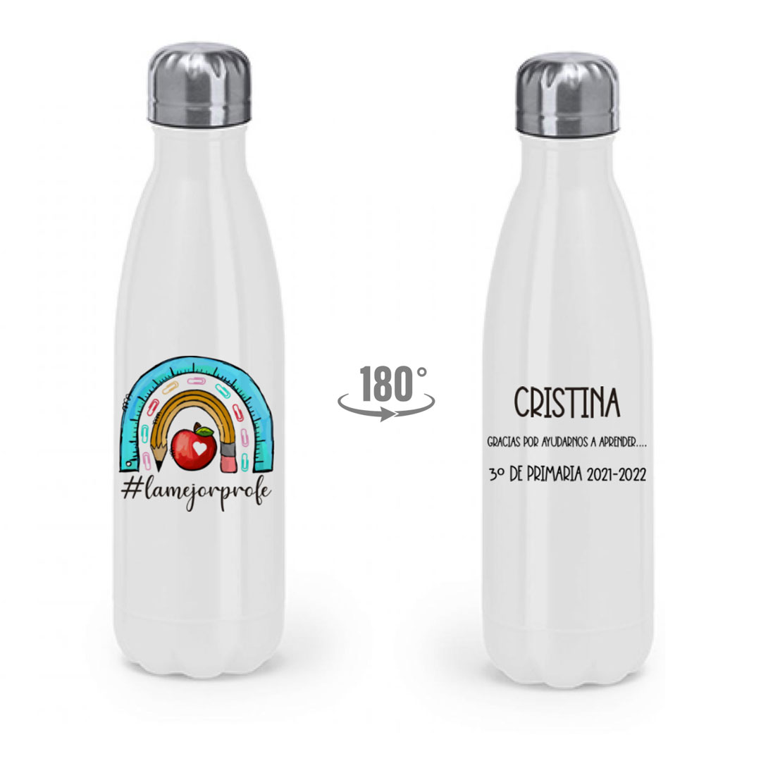 Bidón de acero inoxidable personalizado modelo "El/La Mejor profe"