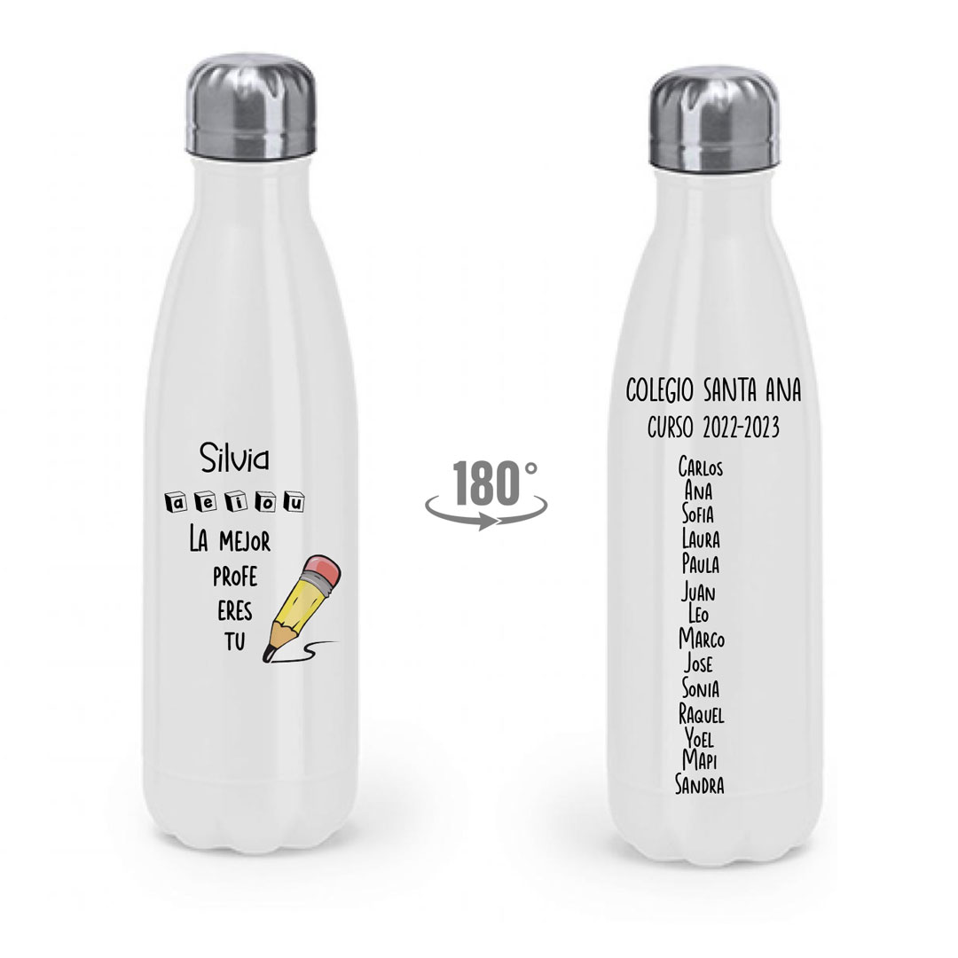 Bidón de acero inoxidable personalizado modelo "El/La Mejor profe eres tú"