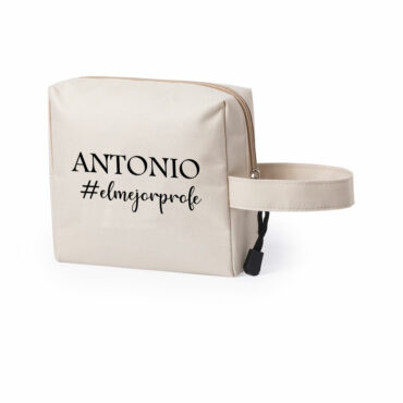 Neceser beige personalizado "El mejor profe"