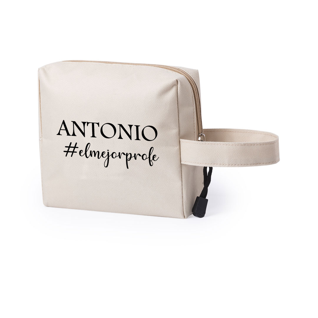 Neceser beige personalizado "El mejor profe"