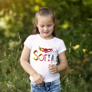 Camiseta para niña personalizada modelo "Máscara girl"
