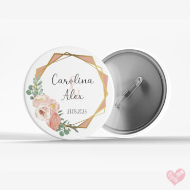Chapa personalizada para boda "Tocado de flores"