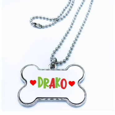 Placa de aluminio en forma de hueso. Modelo ♡ Love Mascota ♡