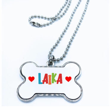 Placa de aluminio en forma de hueso. Modelo ♡ Love Mascota ♡