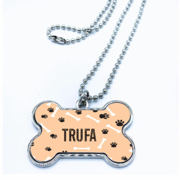 Placa de aluminio en forma de hueso para perro. Modelo Trufa