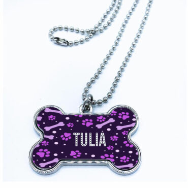 Placa de aluminio en forma de hueso para perro. Modelo Tulia