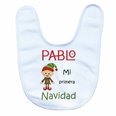 Babero navideño personalizado modelo “Elfo Ayudante de Santa”