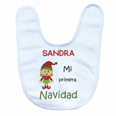 Babero navideño personalizado modelo “Elfo Ayudante de Santa”