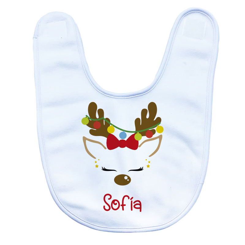 Babero navideño personalizado modelo “Rena Dasher”