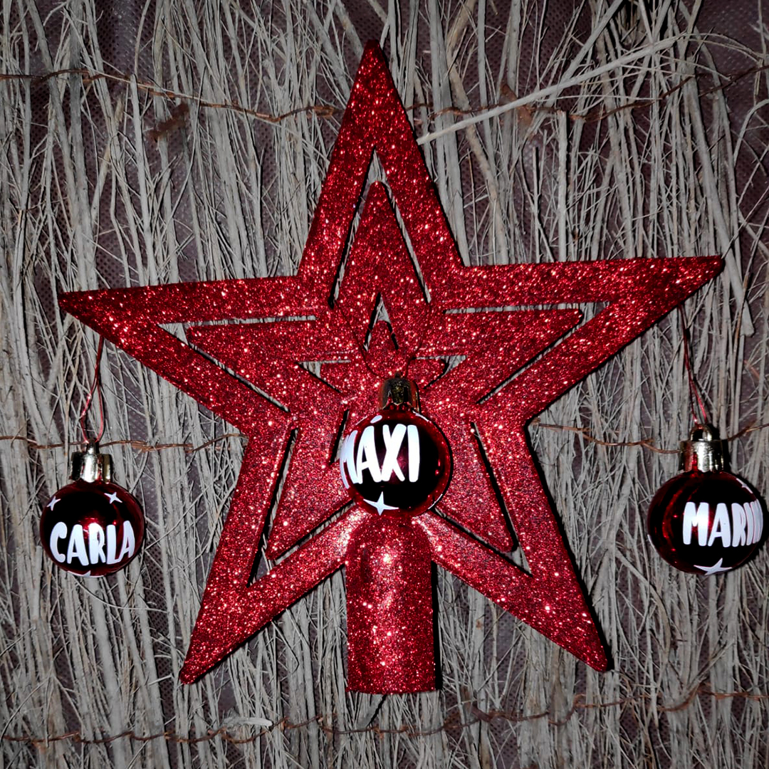 Estrella de navidad personalizada con bolas