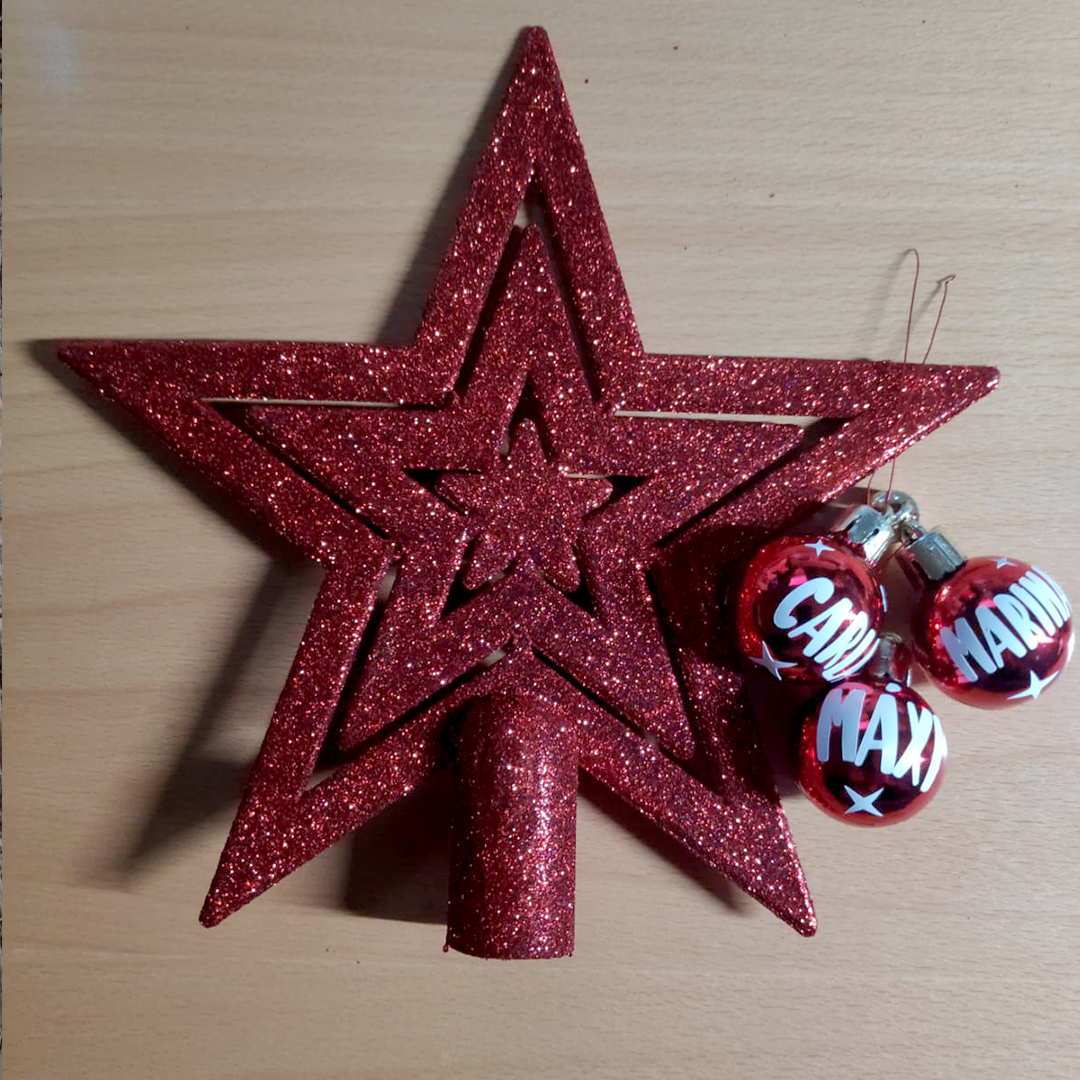 Estrella de navidad personalizada con bolas - Imagen 2